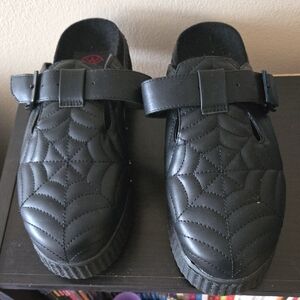 Strange Cvlt Spiderweb Slip On Creeper Clogs Ladies 10